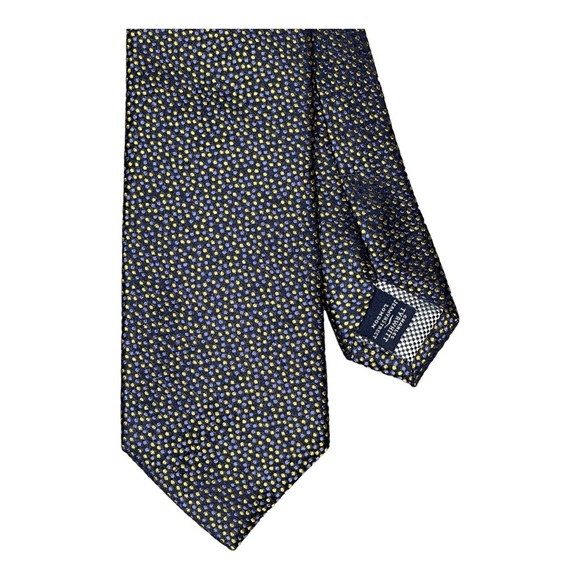 CHARLES TYRWHITT LONDON ROYAL SETA SILK NAVY MICRO DOT NECK TIE - Picture 5 of 9